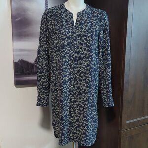 Lila Rose Navy and Cream Long Sleeve Dress